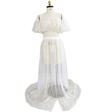 MQTIME  -  Women's Boho Dress Sequin Sheer Dress For The Maternity Session Maternity Photo Props Pregnancy Photography Babyshower Dress